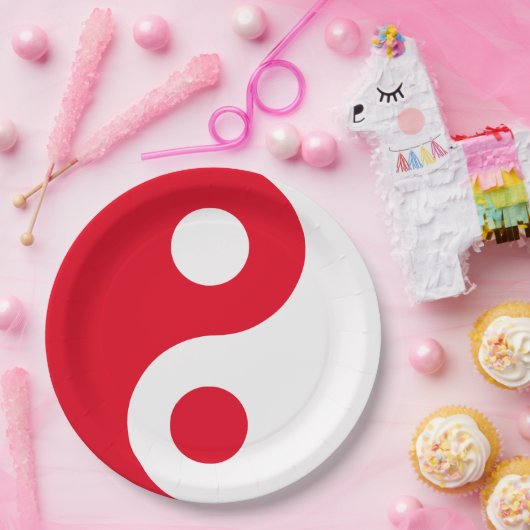 Red en White Yin Yang Papieren Bordje (Feest)