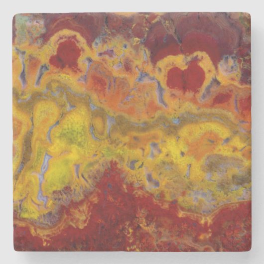 Red en yellow Crayloa Jasper Stenen Onderzetter (Voorkant)