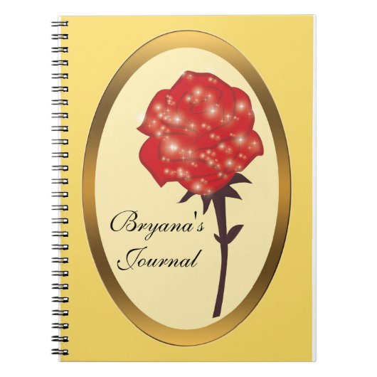 Red Enchanted Glitter Roos Notitieboek Journal (Voorkant)