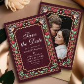 Red Enchanting Botanical Garden Wedding Photo Save The Date