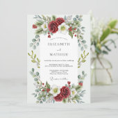 Red Enchanting Winter Wedding Kaart (Staand voorkant)