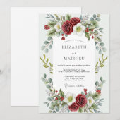 Red Enchanting Winter Wedding Kaart (Voorkant / Achterkant)
