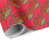 Red English Royal Crown Wrapping Paper Cadeaupapier (Rol Hoek)