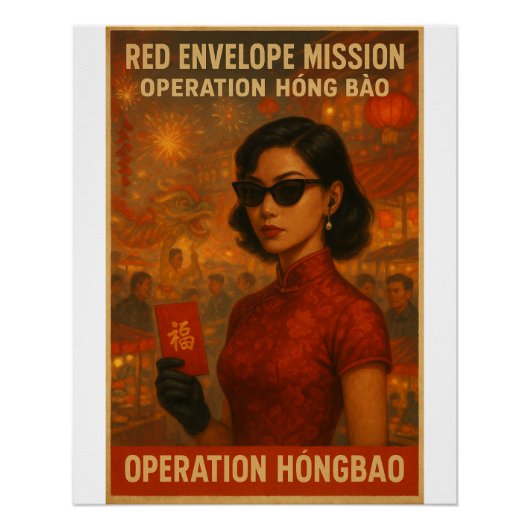 Red Envelope Mission – Retro Spy Art Perfect Poster (Voorkant)