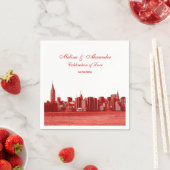 Red Etched Kijk NYC Skyline Silhouette, ESB #1 Servetten (Insitu)