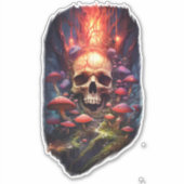 Red Ether Mushroom Skull Sticker (Voorkant)