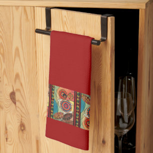Red Ethiopian Art Kitchen Towel Theedoek