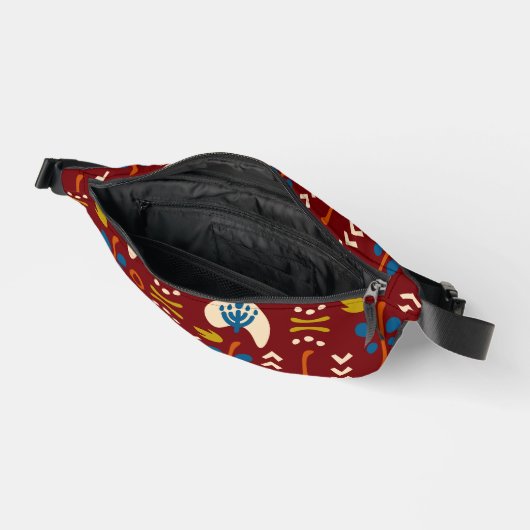 Red Ethnic Summer Boho Floral Pattern Heuptasje (Open)