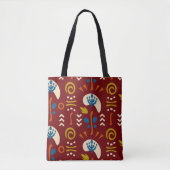 Red Ethnic Summer Boho Floral Pattern Tote Bag (Voorkant)