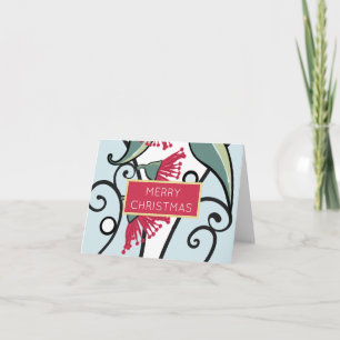 Red Eucalyptus Gum Nut Floral Pattern-kaartje Bedankkaart