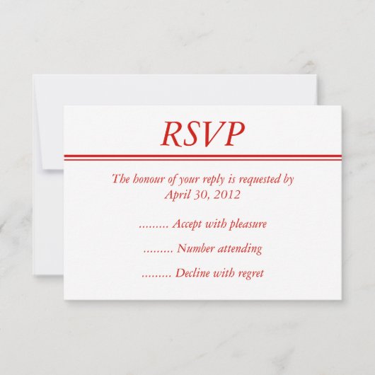 Red Event RSVP, Reply of Response Card RSVP Kaartje (Voorkant)