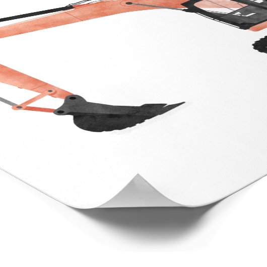 Red Excavator Construction Kinder Room Decor Poster (Hoek)