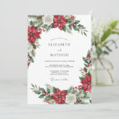 Red Exquisite Winter Wedding Kaart (Staand voorkant)