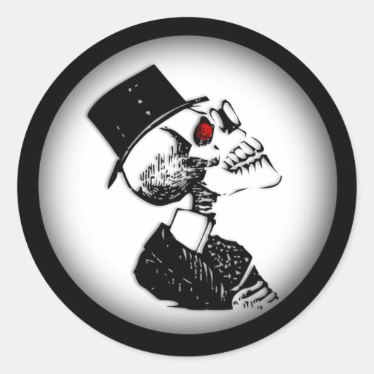 Red Eye Skeleton Ronde Sticker (Voorkant)