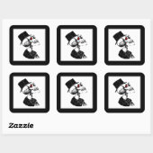 Red Eye Skeleton Vierkante Sticker (Vel)