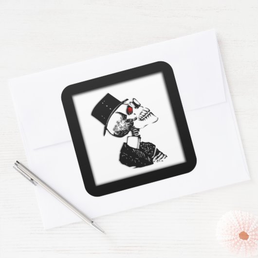 Red Eye Skeleton Vierkante Sticker (Envelop)