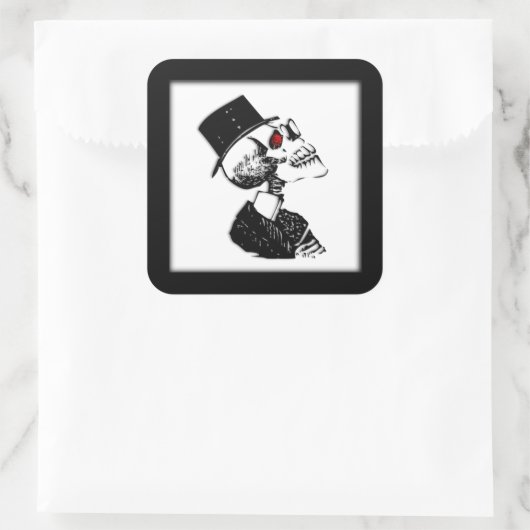 Red Eye Skeleton Vierkante Sticker (Tas)