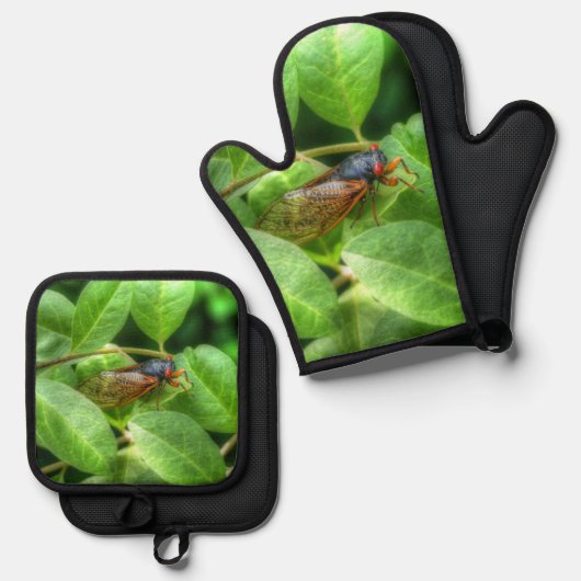 Red Eyed Cicada Ovenwant & Pannenlap Set (Voorkant / Achterkant)