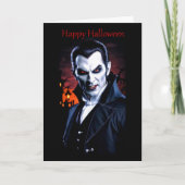 Red-Eyed Dracula Halloween Kaart (Voorkant)
