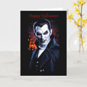 Red-Eyed Dracula Halloween Kaart (Gele Bloem)