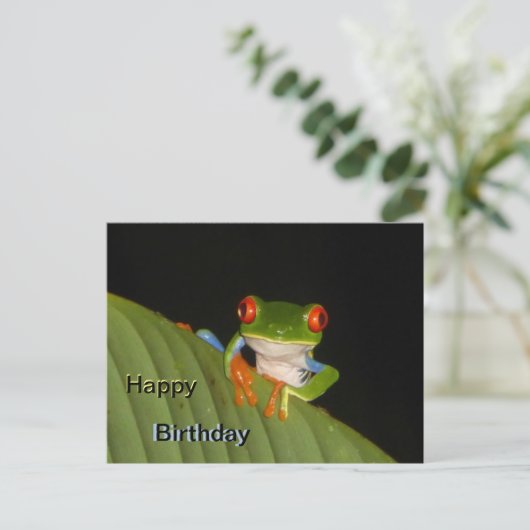 Red Eyed Gaudy Frog Happy Birthday Briefkaart (Staand voorkant)