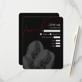Red-Eyed Ghosts Gothic Red Black - Dark Moody RSVP Kaartje