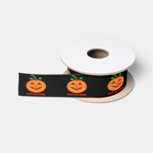 Red Eyed Halloween Pumpkin Satin Ribbon Satijnen Lint