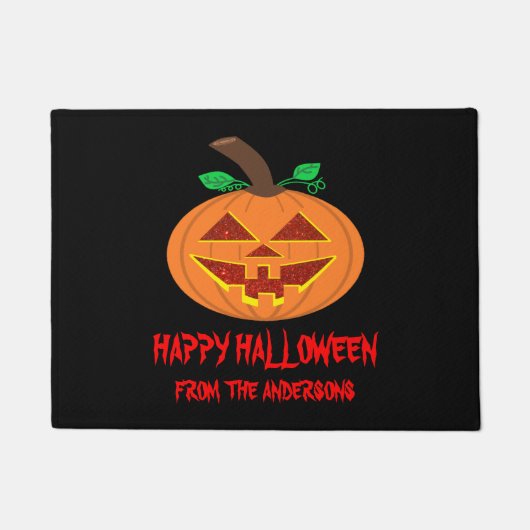 Red Eyed Happy Halloween Pumpkin Doormat Deurmat (Voorkant)