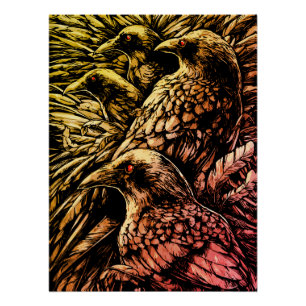 Red-Eyed Ravens - Mysterieuze Gotische Wildlife Perfect Poster