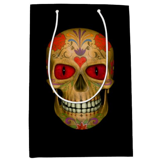 Red Eyed Sugar Skull Zombie Medium Gift Bag Medium Cadeauzakje (Voorkant)