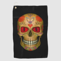 Red Eyed Sugar Skull Zombie Undode Golfhanddoeken
