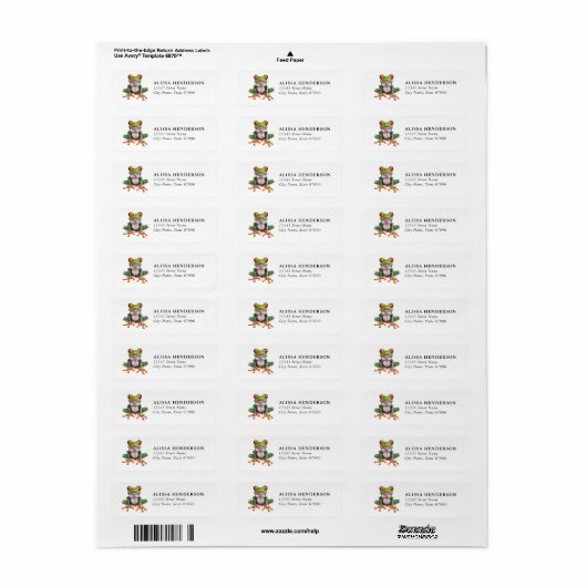 Red-Eyed Tree Frog Retouradres Labels (Full Sheet)
