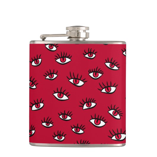 Red Eyes Pattern - Horror Gotische esthetiek Heupfles (Voorkant)
