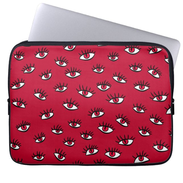 Red Eyes Pattern - Horror Gotische esthetiek Laptop Sleeve (Voorkant)