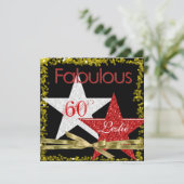RED FABULOUS 60 Birthday Invitation Kaart (Staand voorkant)