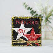 RED FABULOUS 70 Birthday Invitation Kaart (Staand voorkant)