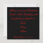 RED FABULOUS 70 Birthday Invitation Kaart (Achterkant)