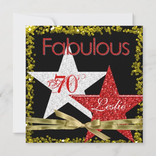 RED FABULOUS 70 Birthday Invitation Kaart (Voorkant)