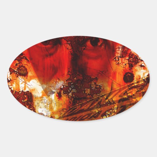 Red Face Graffiti Ovale Sticker (Voorkant)