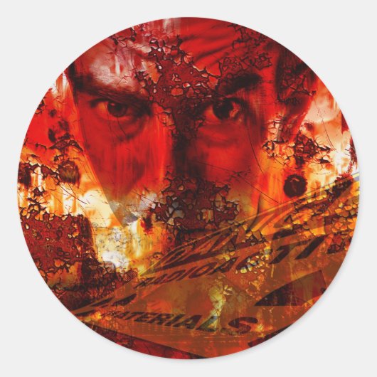 Red Face Graffiti Ronde Sticker (Voorkant)