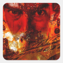Red Face Graffiti Vierkante Sticker