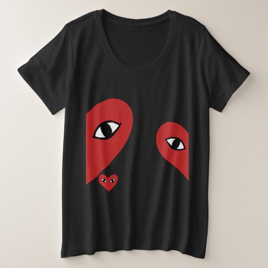 Red Face Love Heart Eyes Grote Maat T-shirt (Design voorkant)