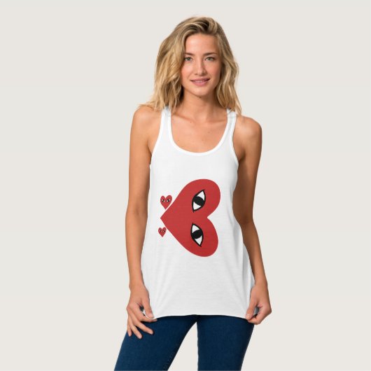 Red Face Love Heart Eyes Tanktop (Volledige Voorkant)