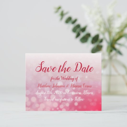 Red Fade Bubbles sparen het Briefkaart van de Datu (Staand voorkant)