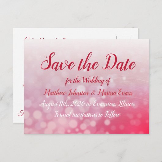 Red Fade Bubbles sparen het Briefkaart van de Datu (Voorkant / Achterkant)