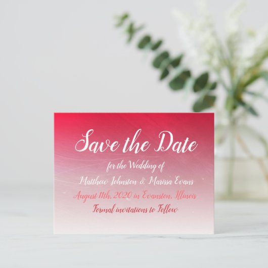 Red Fade Crackle sparen het Briefkaart van de Datu (Staand voorkant)