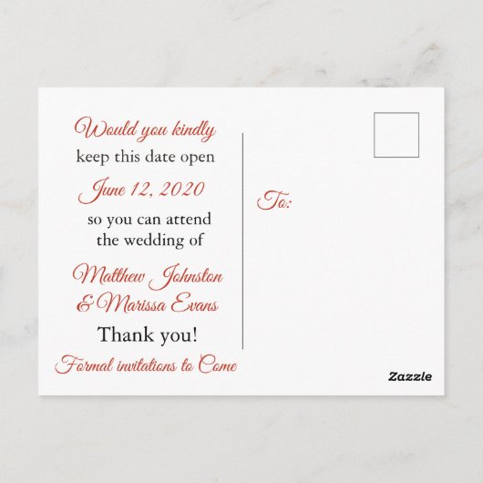 Red Fade Crackle sparen het Briefkaart van de Datu (Achterkant)