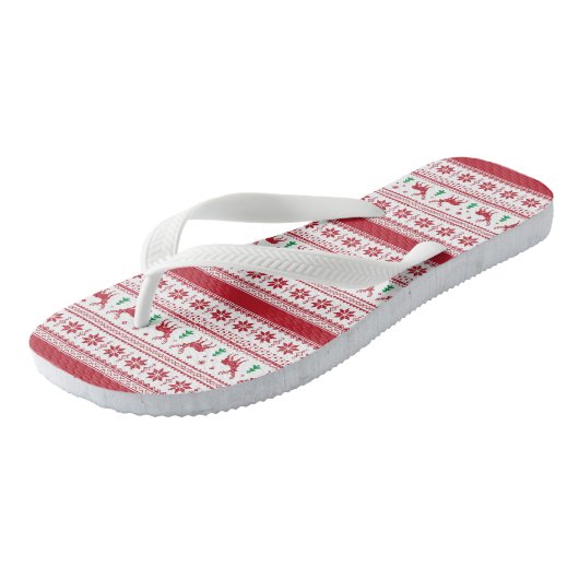 Red Fair Isle Design Teenslippers (Schuin)