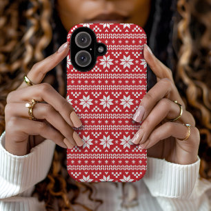 Red Fair Isle-kerstkeuken Patroon iPhone 16 Hoesje