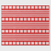 Red Fair Isle-kerstkeukenpatroon Cadeaupapier (Vlak)